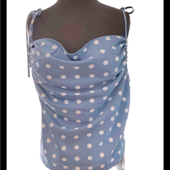 Versona Tops - NWT Versona Satin Polka Dot Top size L